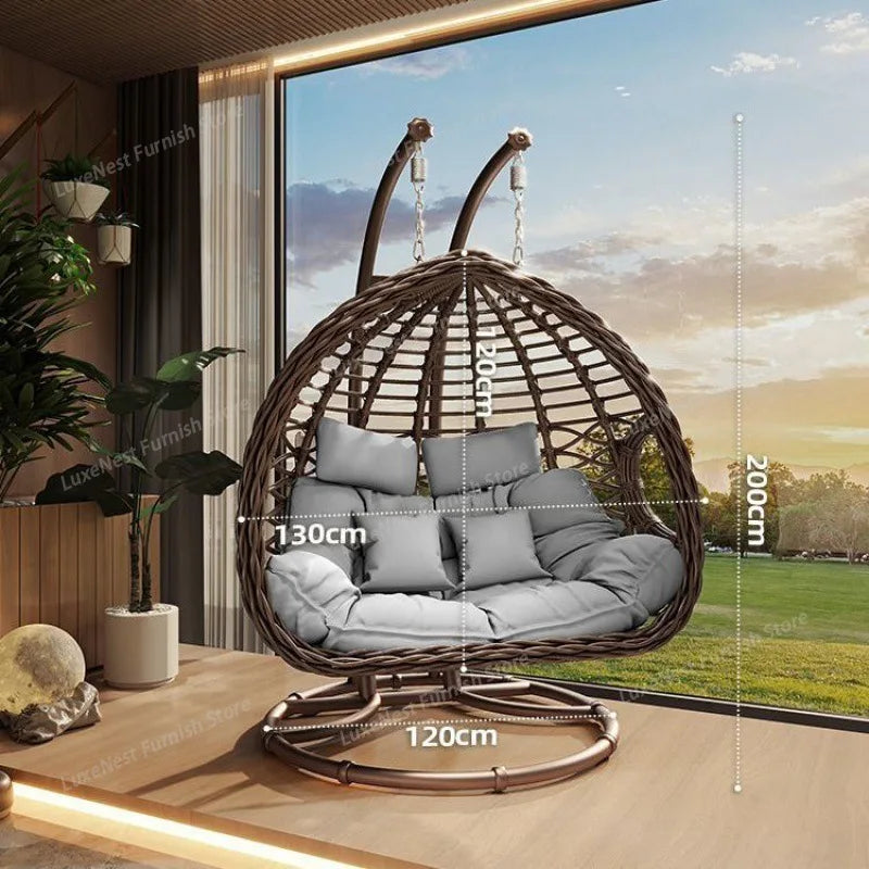 Garden Double Bird's Nest Rocking Chair, Indoor Internet Celebrity Balcony Hammock Rattan, Outdoor Swing Hanging Chair