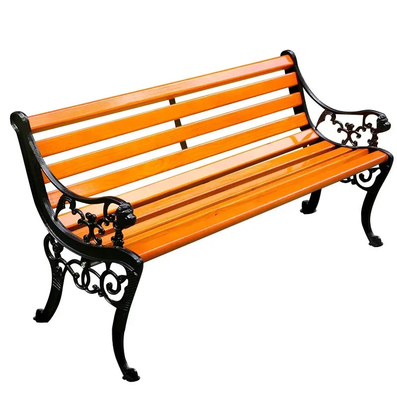 HYS park chair outdoor bench leisure strip row stool garden courtyard cast iron solid wood wrought iron seat