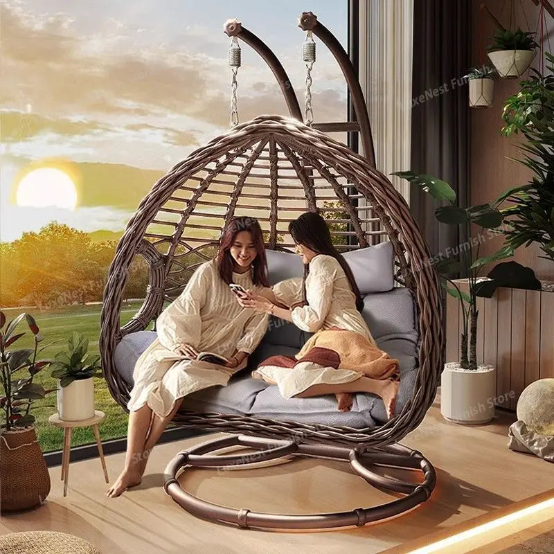 Garden Double Bird's Nest Rocking Chair, Indoor Internet Celebrity Balcony Hammock Rattan, Outdoor Swing Hanging Chair