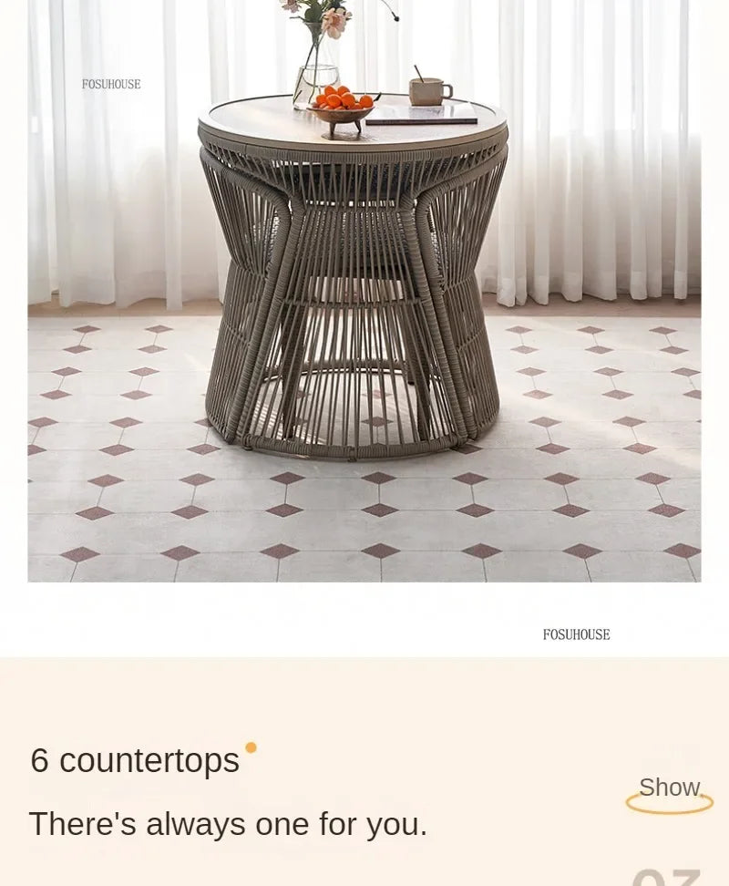 Small Apartment Leisure Balcony Table and Chair Simple Rope Garden Chairs Three Piece Set Villa Courtyard Garden Furniture Sets
