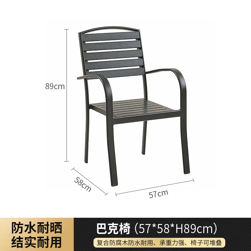 LYY   Outdoor Table and Chair Set Plastic Wood Courtyard Table and Chair Outdoor Open-Air Garden Balcony Leisure Villa
