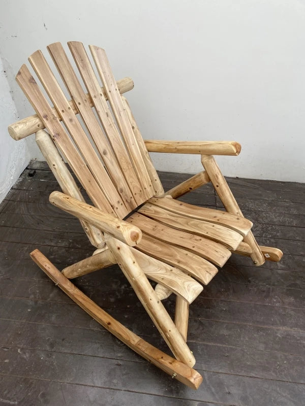 Outdoor Furniture Wooden Rocking Chair Rustic American Country Style Antique Vintage Adult Large Garden Rocker Armchair Rocker