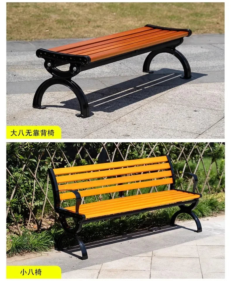 HYS park chair outdoor bench leisure strip row stool garden courtyard cast iron solid wood wrought iron seat